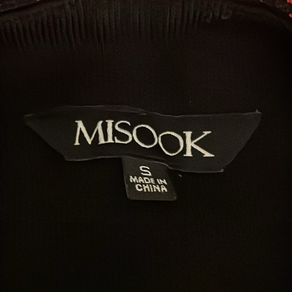 MISOOK Lace Print Long Jacket Cardigan Sweater Red‎ Black Size S Button Work - Picture 8 of 9